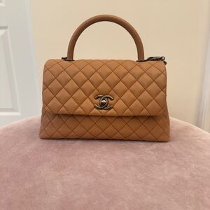 CHANEL coco handle Brown Quilted Satchel